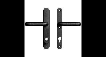 AXA AXA Oval Plus veiligheidsbeslag achterdeur smalschild U kruk/kruk PC92 met kerntrekbeveiliging SKG3 - aluminium/zwart