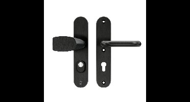 AXA AXA Oval Plus veiligheidsbeslag voordeur Wing knop/U-kruk PC72 met kerntrekbeveiliging SKG3 - aluminium/zwart