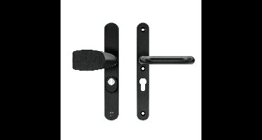 AXA AXA Oval Plus veiligheidsbeslag voordeur smalschild Wing knop/U-kruk PC55 met kerntrekbeveiliging SKG3 - aluminium/zwart