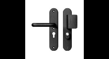 AXA AXA Oval Plus veiligheidsbeslag voordeur D-knop/U kruk PC55 met kerntrekbeveiliging SKG3 - aluminium/zwart