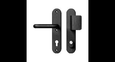 AXA AXA Oval Plus veiligheidsbeslag voordeur D-knop/U kruk PC92 met kerntrekbeveiliging SKG3 - aluminium/zwart