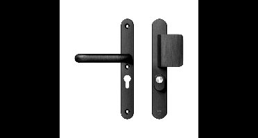 AXA AXA Oval Plus veiligheidsbeslag voordeur smalschild D-knop/U kruk PC55 met kerntrekbeveiliging SKG3 - aluminium/zwart