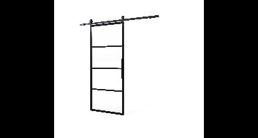 Intersteel DIY schuifdeur Cubo incl. transparant glas 2150mm + zwart ophangsysteem Basic