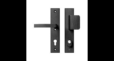 AXA AXA Edge Plus veiligheidsbeslag voordeur rechthoekig schild D-knop/Blok-kruk PC92 met kerntrekbeveiliging SKG3 - aluminium/zwart