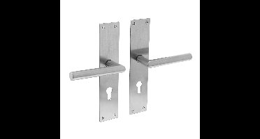 Intersteel Deurkruk Jura Hoek 90° op schild profielcilindergat 72mm RVS