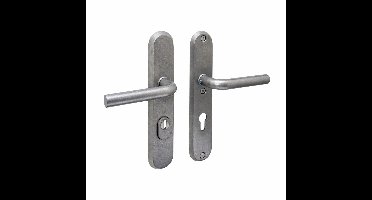 Intersteel SKG3 veiligheidsbeslag achterdeur ovaal 250x50mm kruk/kruk Luzern PC72 kerntrekbeveiliging - PVD RVS getrommeld