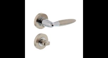 Intersteel Deurkruk Elen op rozet met toilet-/badkamersluiting - chroom/nikkel mat