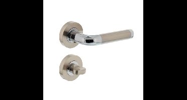 Intersteel Deurkruk Agatha op rozet met toilet-/badkamersluiting - chroom/nikkel mat