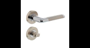 Intersteel Deurkruk Marion op rozet met toilet-/badkamersluiting - chroom/nikkel mat