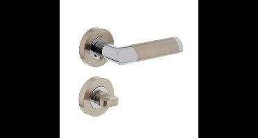 Intersteel Deurkruk Nicol op rozet met toilet-/badkamersluiting - chroom/nikkel mat