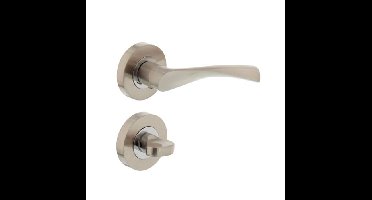 Intersteel Deurkruk Giussy op rozet met toilet-/badkamersluiting - nikkel mat/chroom