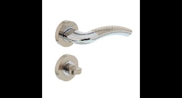Intersteel Deurkruk Sharon op rozet met toilet-/badkamersluiting - chroom/nikkel mat