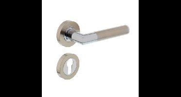 Intersteel Deurkruk Bastian op rozet met profielcilinderrozetten - chroom/nikkel mat