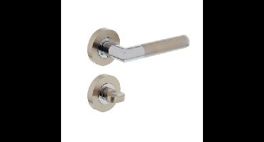 Intersteel Deurkruk Bastian op rozet met toilet-/badkamersluiting - chroom/nikkel mat