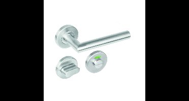 Intersteel Deurkruk Jura hoek 90° op rozet met toilet-/badkamersluiting 7mm EN1906/4 - RVS