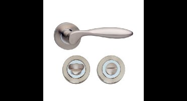 Intersteel Deurkruk George op rozet met toilet-/badkamersluiting - chroom/nikkel mat