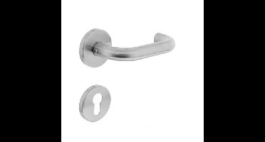 Intersteel Deurkruk Rond neutraal op rozet met profielcilinderrozetten- RVS