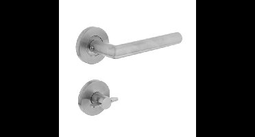 Intersteel Deurkruk Jura hoek 90° op rozet met toilet-/badkamersluiting EN1906/3 - RVS