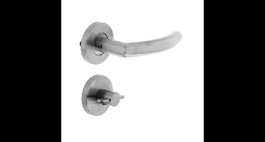 Intersteel Deurkruk Halfrond/Hoek 90° neutraal op rozet met toilet-/badkamersluiting - RVS