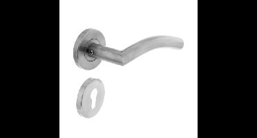 Intersteel Deurkruk Lisa/Hoek 90° neutraal op rozet met profielcilinderrozetten - RVS