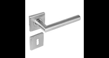 Intersteel Deurkruk Jura hoek 90° op vierkant rozet dubbel geveerd met sleutelrozetten - RVS