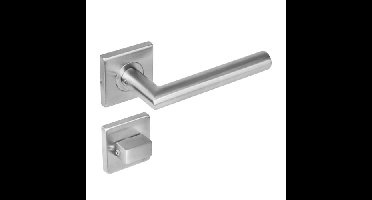 Intersteel Deurkruk Jura hoek 90° op vierkant rozet dubbel geveerd met toilet-/badkamersluiting - RVS