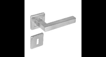 Intersteel Deurkruk Vierkant op vierkant rozet dubbel geveerd met sleutelrozetten - RVS