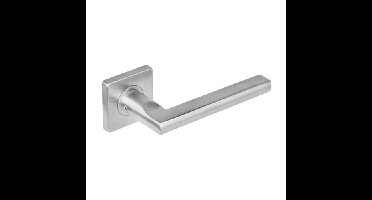 Intersteel Deurkruk Hoek 90° plat op vierkant rozet dubbel geveerd - RVS