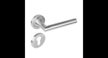 Intersteel Deurkruk Jura hoek 90° op rozet met profielcilinderrozetten EN1906/4 - RVS