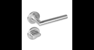 Intersteel Deurkruk Jura hoek 90° op rozet met toilet-/badkamersluiting EN1906/4 - RVS