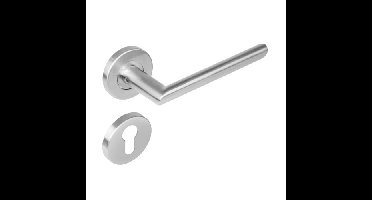 Intersteel Deurkruk Ovaal hoek 90° op rozet met profielcilinderrozetten - RVS