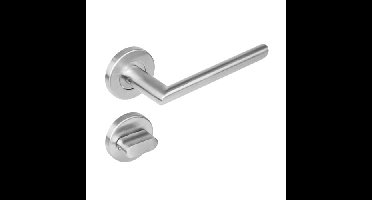Intersteel Deurkruk Ovaal hoek 90° op rozet met toilet-/badkamersluiting - RVS