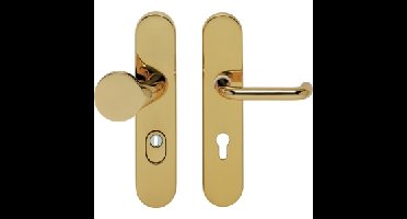 Intersteel Veiligheidsbeslag SKG3 ovaal greep/kruk PC72mm met kerntrekbeveiliging - messing ongelakt