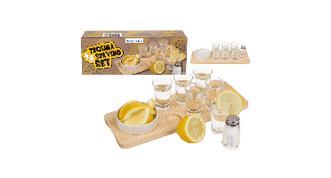 Tequila Serveerset - 9-delig - Serveerplank, shotglazen, zoutvaatje en schaal