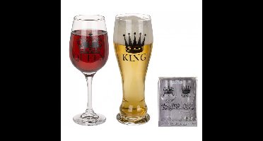 King & Queen - Glazenset - Wijnglas & Bierglas