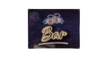 Metalen wandbord - Bar & bier - 40x30cm