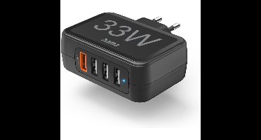 Hama Oplaadstation, 33 watt, 4-voudig (1xQC3.0, 3xUSB-A) Oplader Zwart