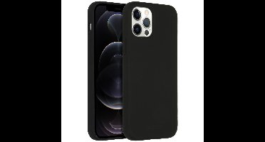 Accezz Liquid Silicone met MagSafe voor Apple iPhone 12 (Pro) Telefoonhoesje Zwart