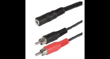 Scanpart audio adapterkabel 3.5mm - 2xRCA 0,2m Zwart Mini jack kabel Zwart