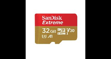 SanDisk MicroSDHC Extreme 32GB 100 mb/s - A1 - V30 - SDA - Rescue Pro DL 1Y Micro SD-kaart Rood