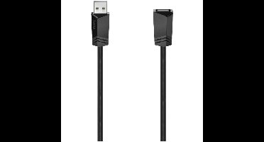 Hama USB-verlengkabel, USB 2.0, 480 Mbit/s, 0,75 m Kabel Zwart