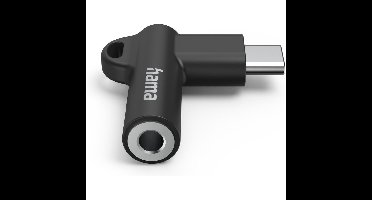 Hama USB-C - 3.5 mm Jack Socket Aux Adapter 90° Angled Plug Oplader Zwart