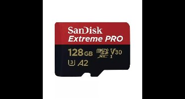 SanDisk MicroSDXC Extreme PRO 128GB 200/90 mb/s - A2 - V30 - SDA - Rescue Pro DL 2Y Micro SD-kaart Zwart