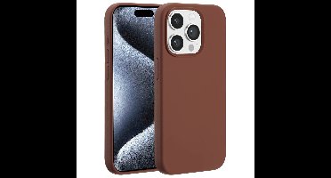 Accezz Liquid Silicone Backcover met MagSafe voor Apple iPhone 15 Pro Telefoonhoesje Bruin