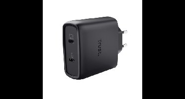 Trust MAXO 65W 2P USB-C GAN CHARGER Oplader Zwart