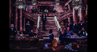 Glasschilderij Gangsters In Casino - 100 x 150cm