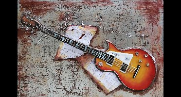 3D Metaal Schilderij - Gibson Les Paul Gitaar