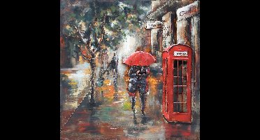 3D Metaal Schilderij - Regen in Londen