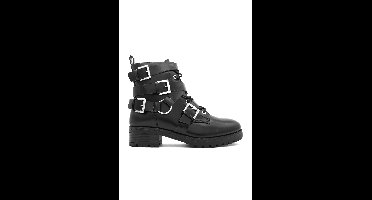 Bague Biker Boots Met Riempjes, Zwart