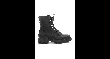 Zwarte Veterboots Met Dubbele Rits